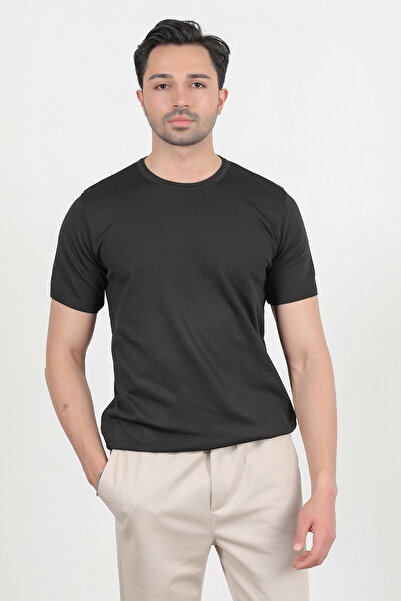 JB John Borners Ανδρικό μπλουζάκι με κοντό μανίκι Basic Knitwear μαύρο - 2501