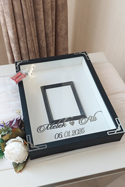 Verda Çerçeve إطار ذاكرة بتصميم صندوق وردي مقاس 30 × 40 سم مع قسم صور LED بال...