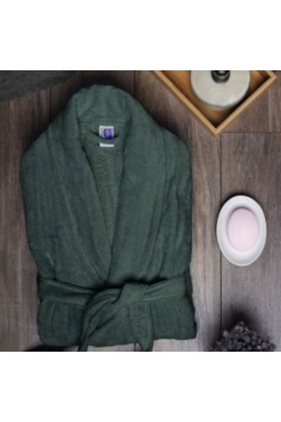 Pucioasa Halat de baie din velur 100% bumbac, mărime XL/XXL, verde