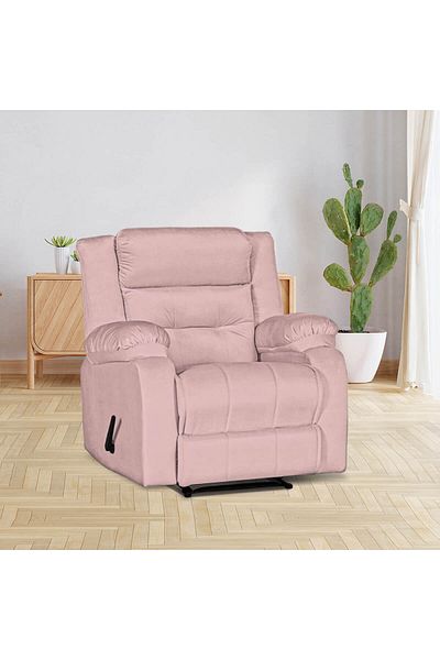 Lazy Vibes MNZ3 | Velvet Classic Recliner Chair - Light Pink