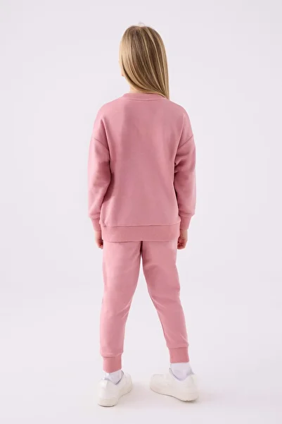 wakawakakidsstore Girl's Tracksuit Set with Embroidery on the Front and Ribbed Waist