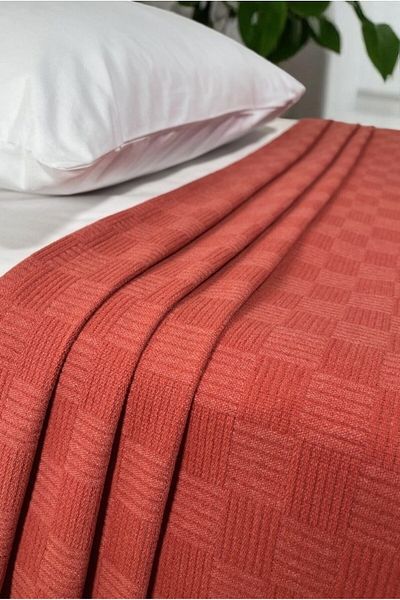 VESSİNOHOME بيكيه مزدوج - مفرش سرير فاخر بنمط شطرنج صغير مصنوع من القطن بنسبة 100%