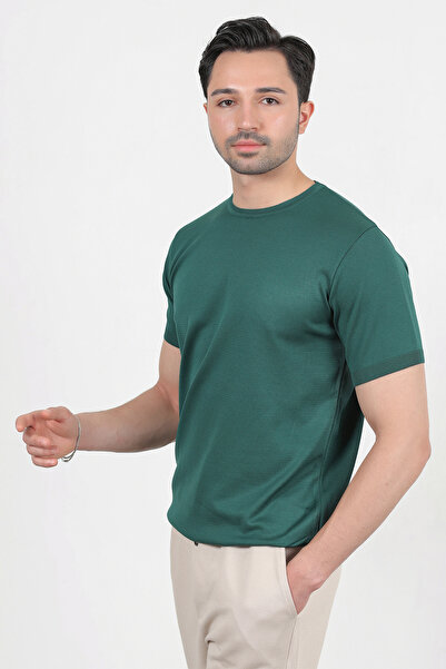 JB John Borners Ανδρικό μπλουζάκι με κοντό μανίκι με λαιμόκοψη Basic Knitwear Green - 2501