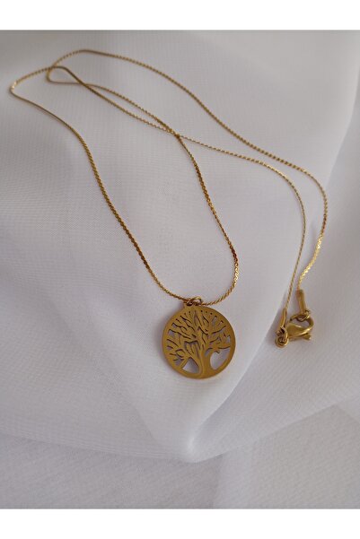 KobalBusiness Çelik kolye-45 cm kobra zincirli hayat ağacı kolye ucu detaylı.