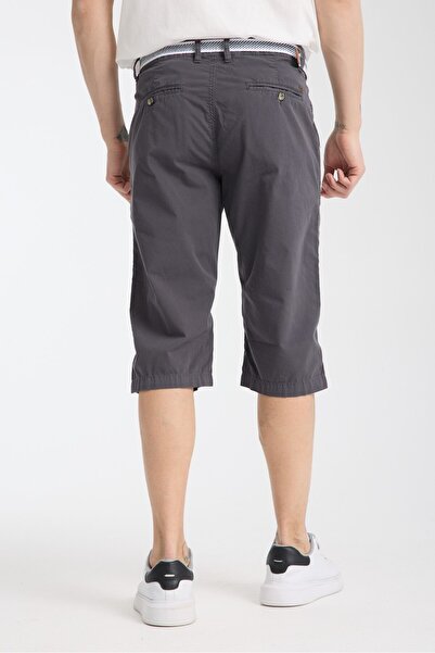 Wise Erkek Duman Diz Altı Likralı Bermuda Kemer Hediyelii Kapri Uzun Şort