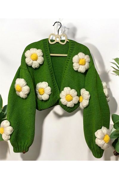 Butik ZA Cardigan cu flori lucrate manual