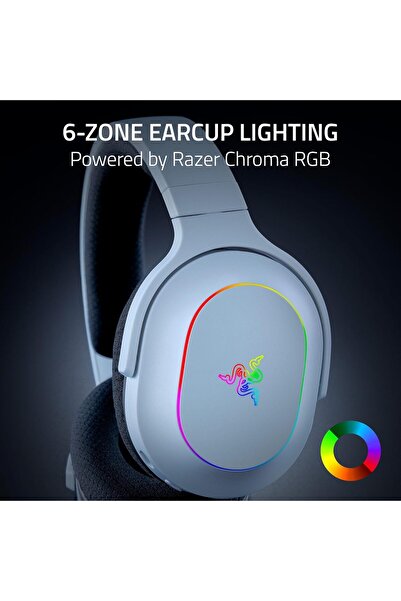 RAZER سماعة الألعاب اللاسلكية باراكودا إكس كروما/لاسلكية وبلوتوث/أحمر/أزرق/كمبيوتر شخصي/ماك/بلاي ستيشن 5/هاتف ذكي - أبيض