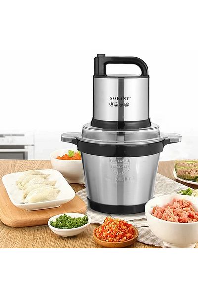 SOKANY SK-7028 electric chopper, 4 stainless steel blades, 800 W, 4L, stainless steel container