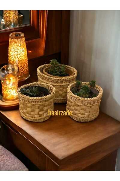 EM&MA DESİNG Wicker Mini Set of 3 10X10/10X15 Home Decoration Kitchen Bathroom Living Room Garden Design Decor Arrangement