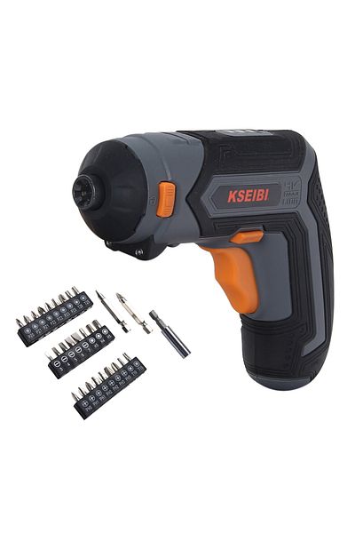 kseibi LED Light Rechargeable Cordless Screwdriver 4V 1/4" With Charger, Screwdriver Bits 28 Pcs, Bitholder
