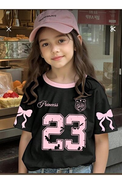 VESTIR BIEN Pembe Siyah 23 Kurdele Baskılı T-shirt
