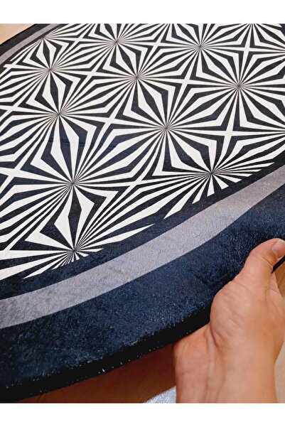 Ardizayn Kırman, 80x120 Cm Non-Slip, Non-Spill Organic Cotton Woven Base Oval Bathroom Rug