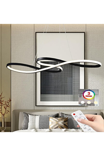 İstanbul Avize İstanbul Avize Nota Siyah Kumandalı Lüx Led Modern Ledli Avize