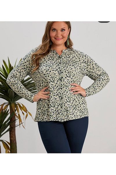 wearon tekstil قميص نسائي من قماش الفسكوز مقاس كبير للأم ممشط