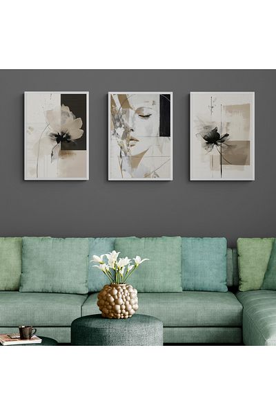 TekTablo Tablou 3 piese cu cadru, modele de picturi, tablouri pentru camera de zi