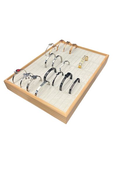 STAND MARKET Handcuff Bracelet Display Table with Wooden Frame (34,5X24,5X4,5Cm) Wood Gray