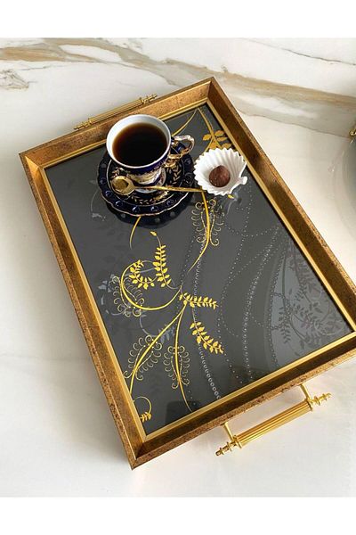 Mirsa Global Patterned Tea Tray, Luxury Tea Tray, Presentation Tray