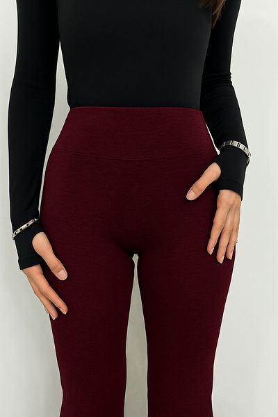 RuyaMood Colanți flexibili din lycra tricotați din bumbac pieptănat, echivalent cu marca burgundy