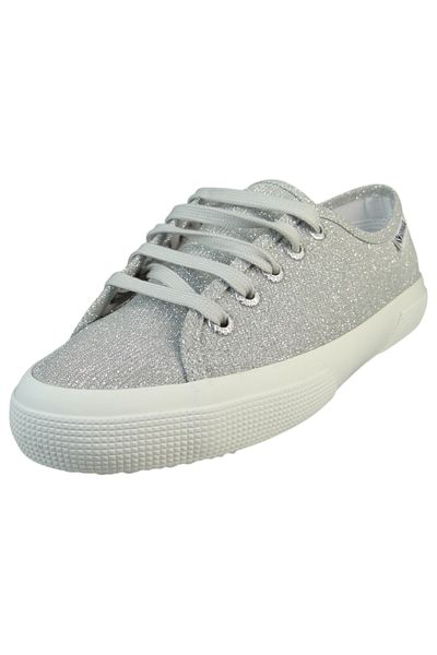 Superga Damen Low Sneaker 3750 Jersey Lame Leggera Low Top S4135zw Silberfarben 031 Grey Silver Textil