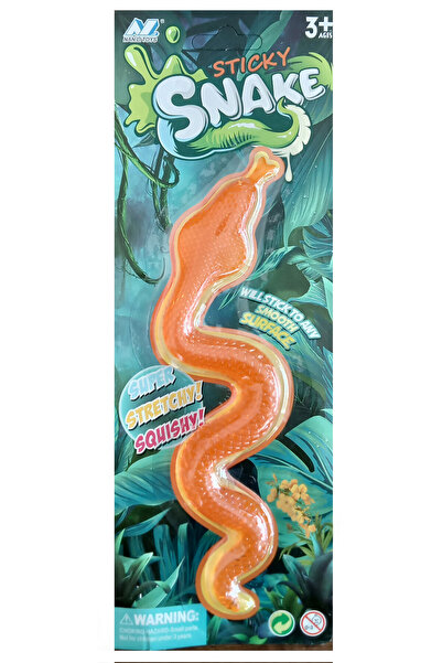 CT-TOYS Turuncu Renk Oyuncak Yılan Süper Uzayan ve Yapışan Squishy Oyuncak