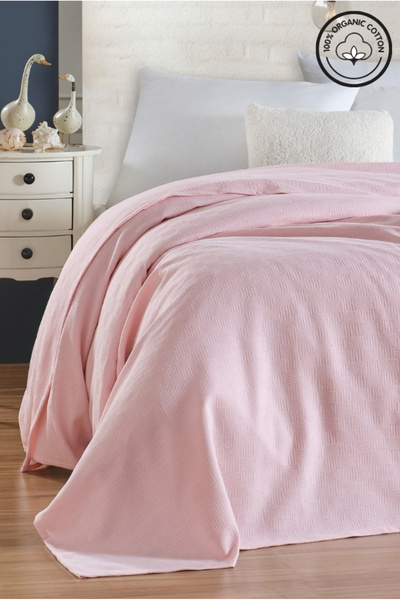 VESSİNOHOME Pike Single 100% Cotton Small Checkerboard Patterned Bedspread Hotel Type Luxury Pike White