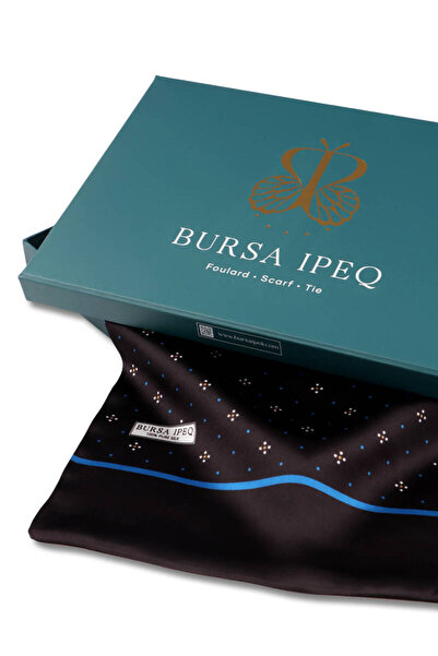 Bursa İpek Ανδρικό μεταξωτό κασκόλ με καφέ σχέδιο