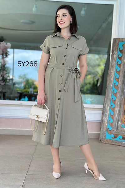 İnce Topuk Buttoned Pinco Fabric Dress 5Y268