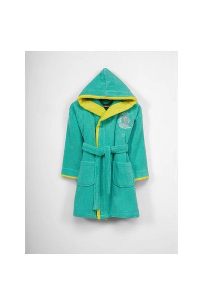 Hobby Children's Bathrobe 100% Cotton, 3-6 Years, Dark Water Green Kalp