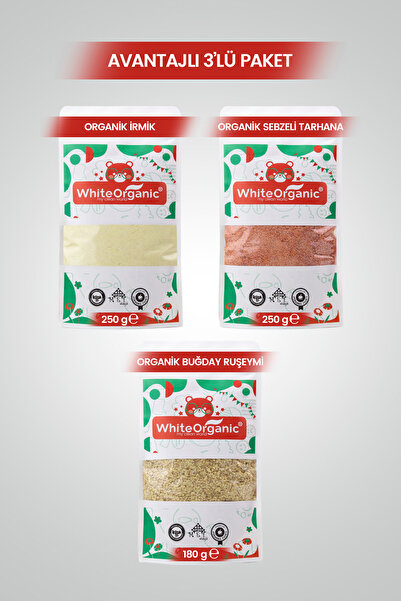 White Organic Organik Sertifikalı Ek Gıda Hazırlık Seti Tarhana+İrmik+Ruşeym