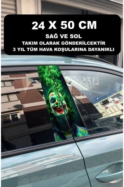 ÖZGÜL REKLAM Araç Kapı Direk Kaplama Folyosu Joker Desenli (SAĞ SOL TAKIM) (2...