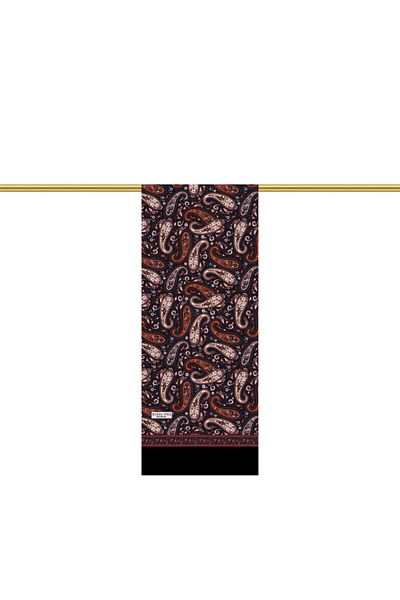 Bursa İpek Tan Patterned Men's Silk Kaşkol