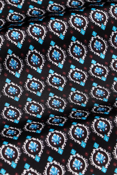 Bursa İpek Turquoise Patterned Men's Silk Kaşkol