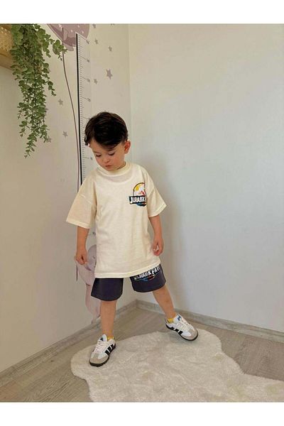 MİNİKO KİDS Boy's Jurassic Park Cotton Shorts Suit