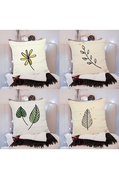 LadiesHome Special Design Double Sided Digital Printed 4-Piece Decorative Throw Pillow Cover