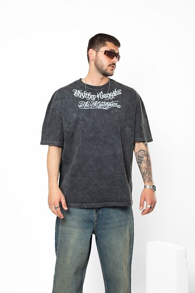 Sekizbiraltı Το Masterpiece Graffity Printed Oversize Unisex Washable Μαύρο Tshirt