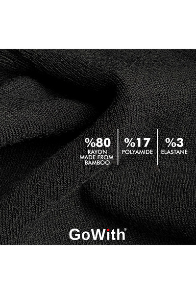 Go With 5'li Bambu Likralı Esnek Sıkmayan Kaliteli Kutulu Siyah Erkek Çorabı 3557