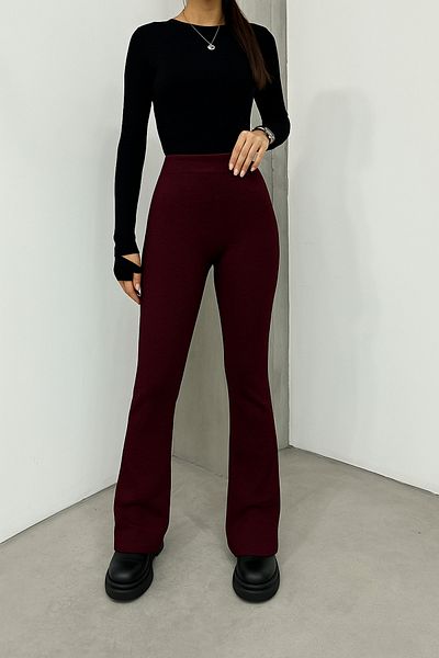 RuyaMood Colanți flexibili din lycra tricotați din bumbac pieptănat, echivalent cu marca burgundy