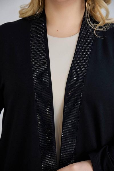 wearon tekstil Wearon Women Serra Plus Size Crystal 2-String Embellished Stone Black Cardigan