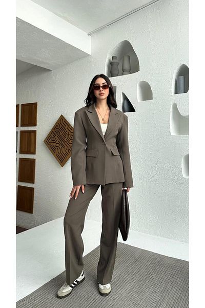 FMN Moda Design Oversize Blazer Jacket Palazzo Pants Pinterest Equivalent Button-Down Waist Slimming Trend Chic Tooling