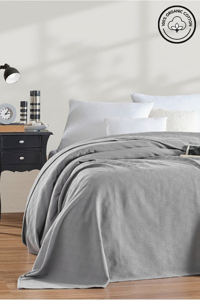 VESSİNOHOME Pike Single 100% Cotton Small Checkerboard Patterned Bedspread Hotel Type Luxury Pike White