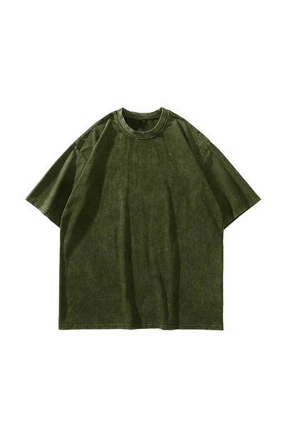 Sekizbiraltı Πράσινο Oversize Unisex T-Shirt - Πλενόμενο Basic Μοντέλο