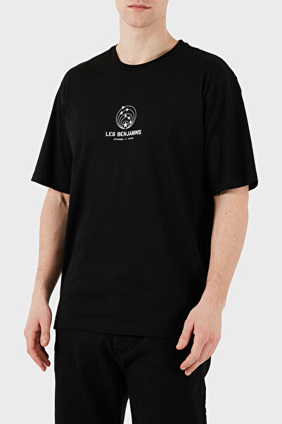 LES BENJAMINS Ανδρικό μπλουζάκι με στάμπα, χαλαρή εφαρμογή, βαμβακερό λαιμόκοψη T SHIRT LB25SSUNLMUTS