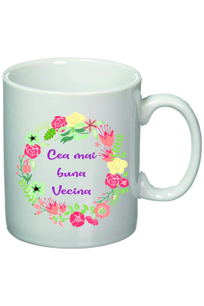 OEM Cană albă personalizată „Cel mai bun vecin”, INOVATIX®. 330ml