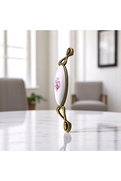 Badem10 Mâner elegant din porțelan anticat galben antic 128 mm Sertar de mobilier Dulap de bucătărie Dulap de dulap Mânere Kulb