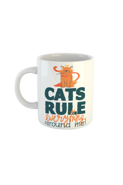 OEM Εξατομικευμένη λευκή κούπα Οι γάτες κυριαρχούν στα πάντα γύρω μου, INOVAT...