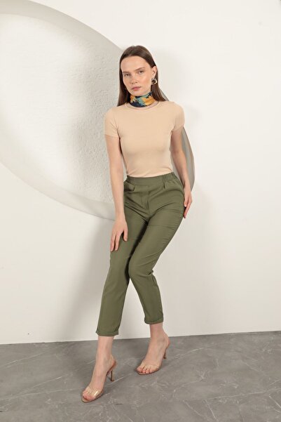 Lukas Modal Fabric Double Leg Women's Trousers-Khaki