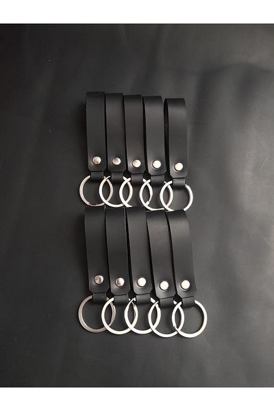 BSN Store 10 Pcs Black Real Leather Key Chain