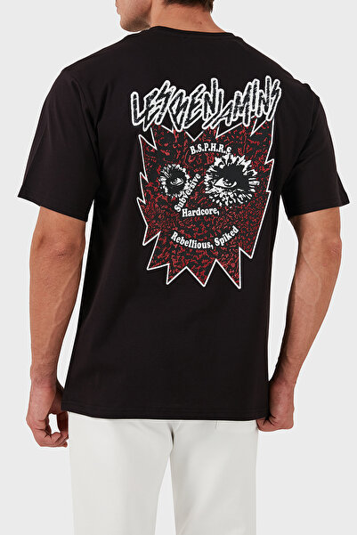 LES BENJAMINS Βαμβακερό λογότυπο Oversize Fit Crew T-shirt Ανδρικό T SHIRT LB24FWEAPMUTS