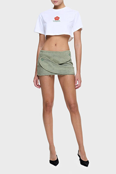 LES BENJAMINS Τυπωμένο 100% βαμβακερό μπλουζάκι με φαρδιά εφαρμογή Crop T SHIRT LB25SSUNLFUTS