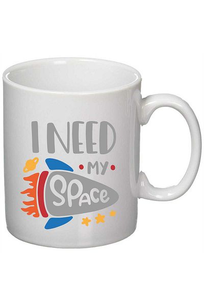 OEM Personalized white mug "I need my space", INOVATIX®. 330 ml